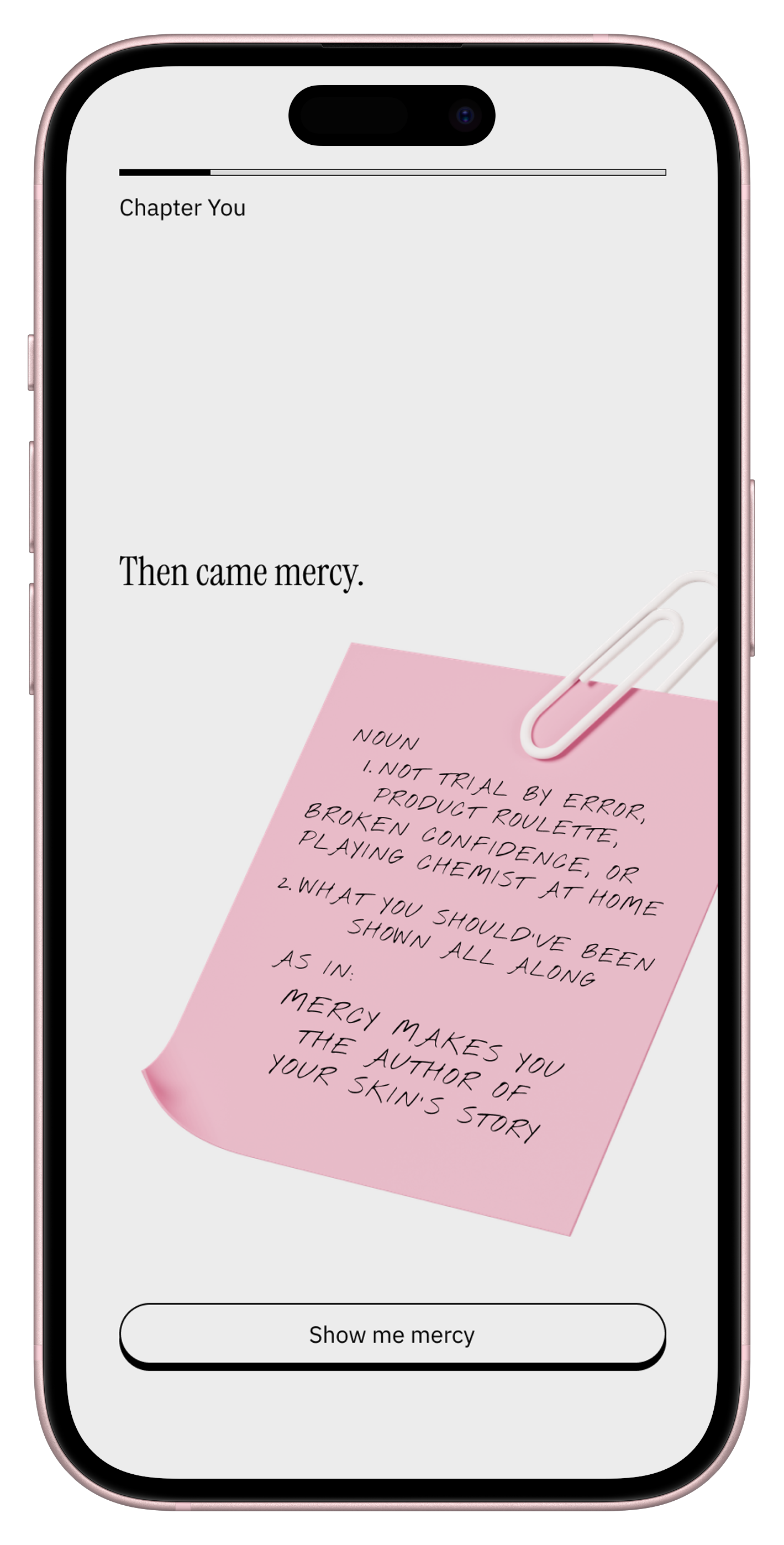 Mercy app showing skincare verdicts